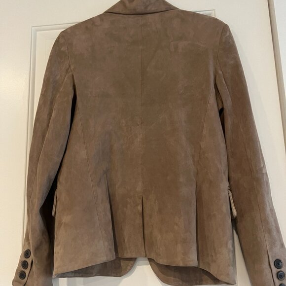 NWOT Susan Bender | US 8 | Suede Blazer Leather Jacket | Taupe Beige Tan - Picture 10 of 10
